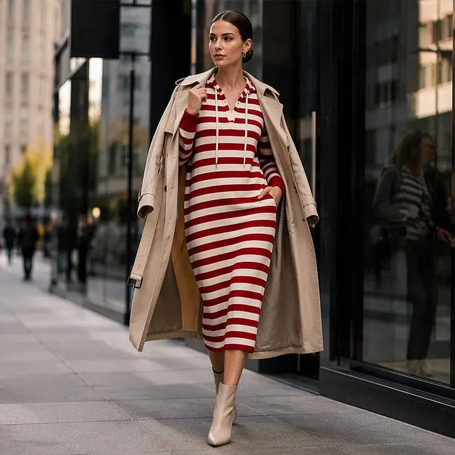 Zeynep - Robe Sweat À Capuche Rayée