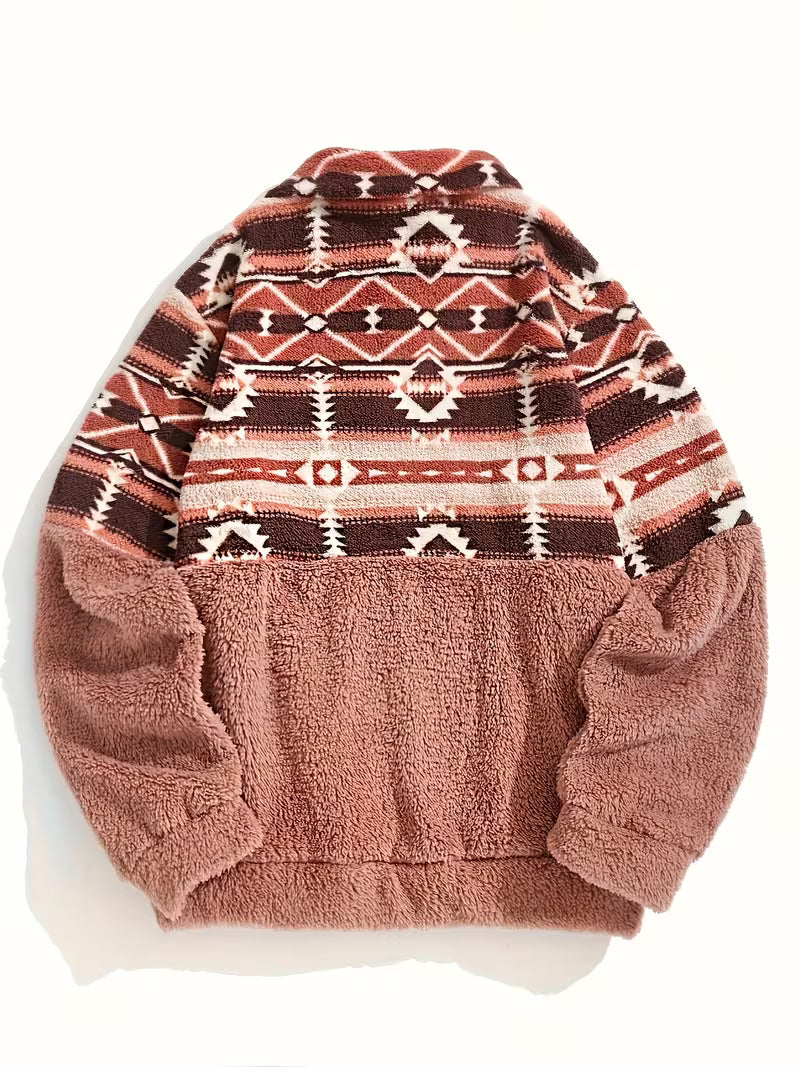 Limina - Sweat-Shirt Teddy À Demi-Zip Et Motif Géométrique