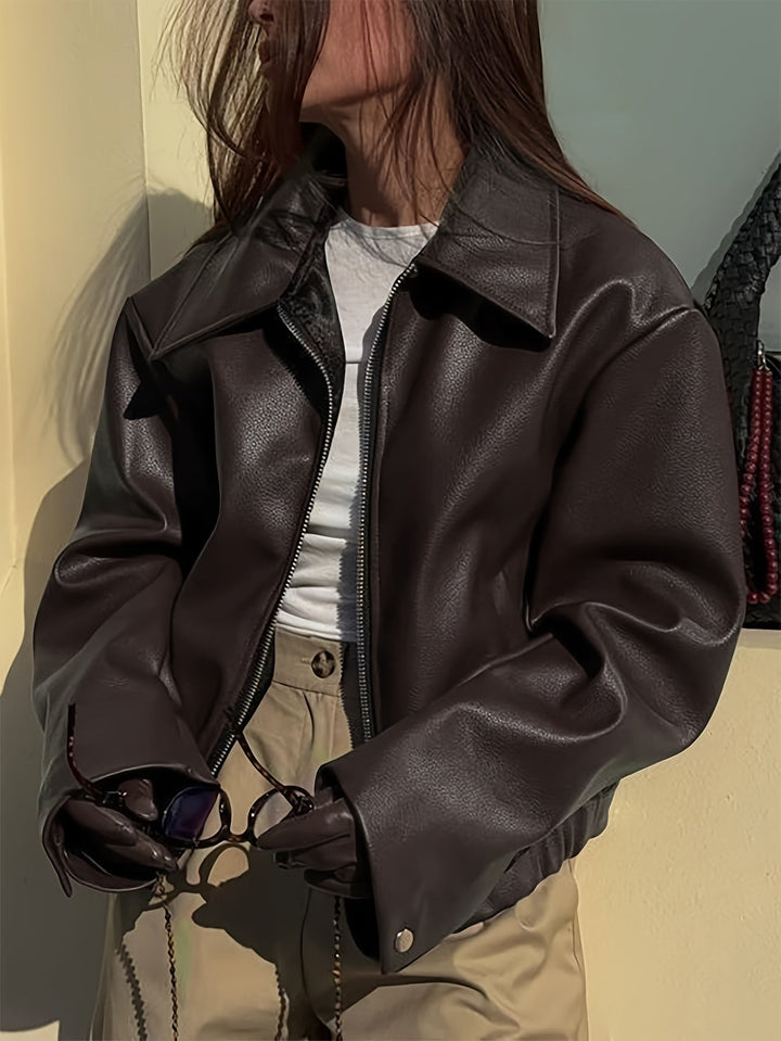 Thida - Veste Zippée en Simili Cuir