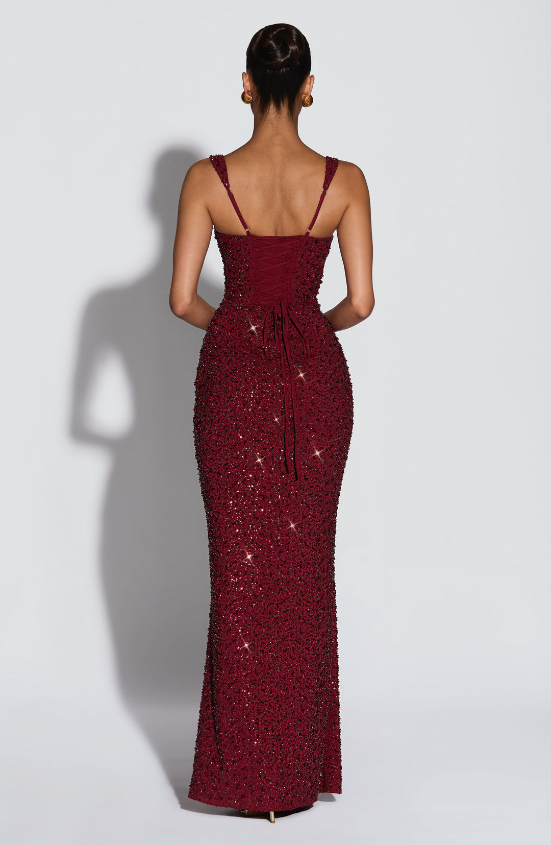 Rekina - Robe Longue à Paillettes Et Encolure Carrée