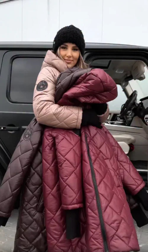 Yania - Manteau Long Matelassé Zippé À Capuche