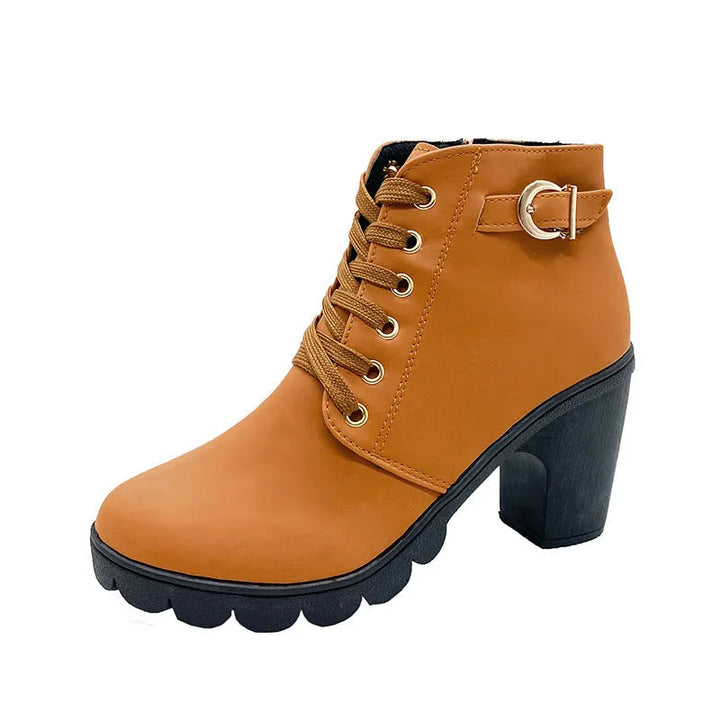 Wiltrud - Bottines à Lacets et Talons Carrés