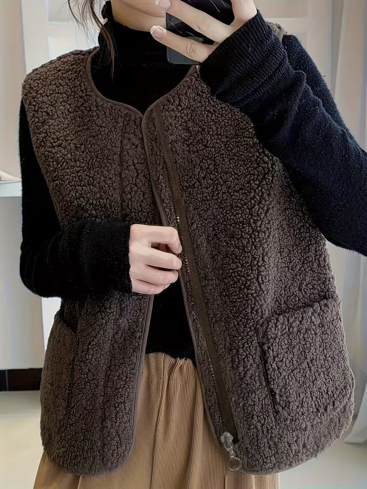 Miona - Gilet en Polaire Douillette Avec Poches