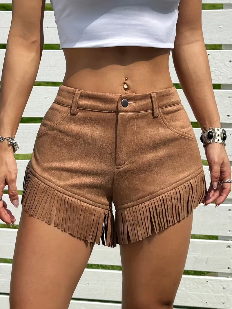 Wiliya - Short Vintage à Franges Et Taille Basse