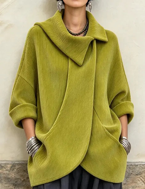 Lenneke - Veste Oversize à Col Asymétrique et Poches Asymétriques