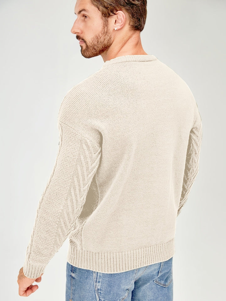 Eiduks - Pull Classique à col Rond et Motif Torsadé