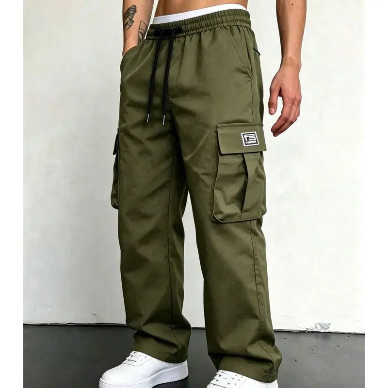 Nesham - Pantalon Cargo Avec Cordon de Serrage à la Taille et Poches