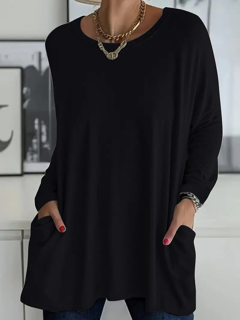 Noryn - Pull Oversize à col Rond et Poches