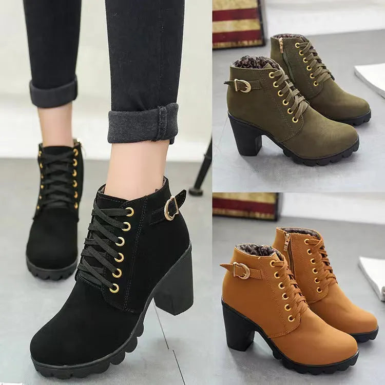 Wiltrud - Bottines à Lacets et Talons Carrés