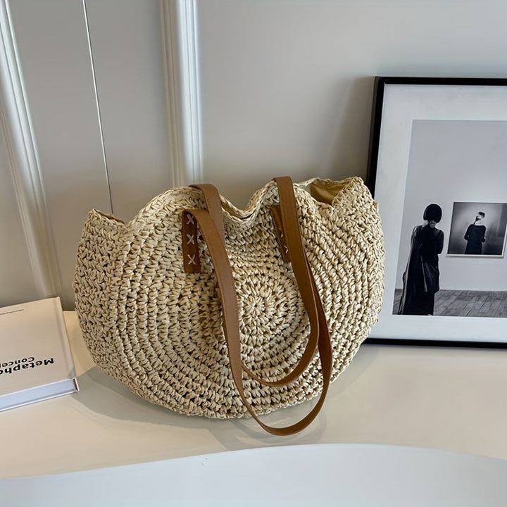 Cléa - Sac Cabas Rond en Paille Tressée