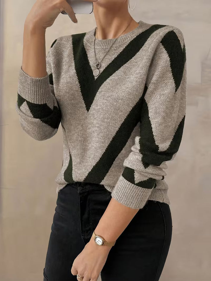 Minaza - Pull À Col Rond Et Motifs Géométriques