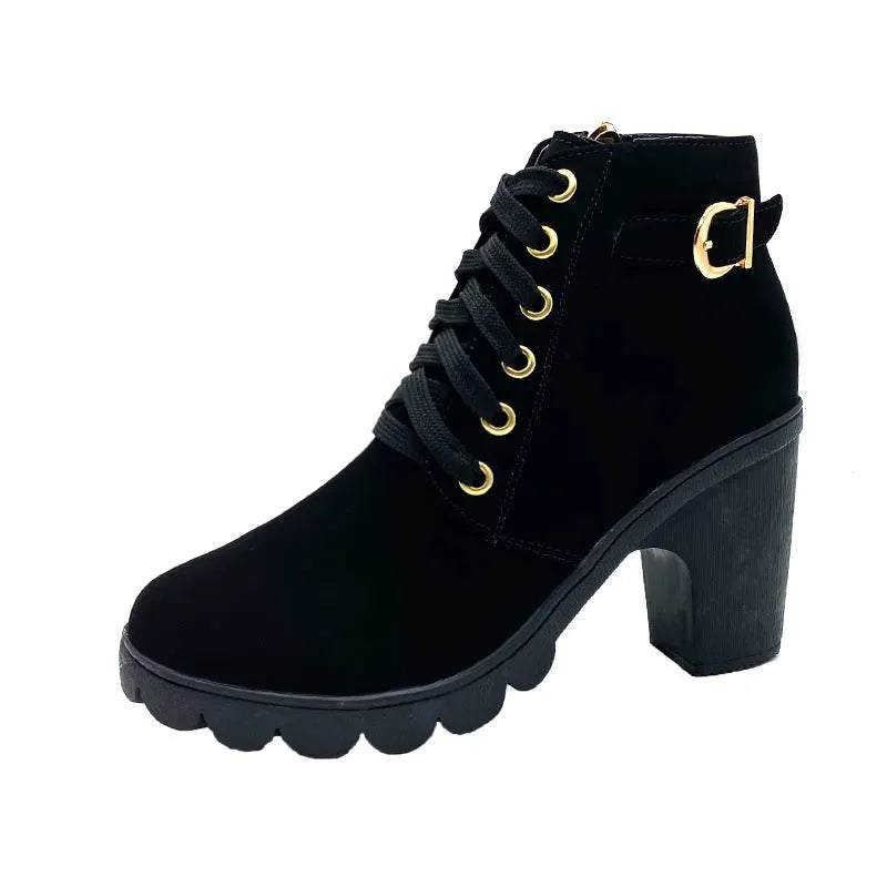 Wiltrud - Bottines à Lacets et Talons Carrés