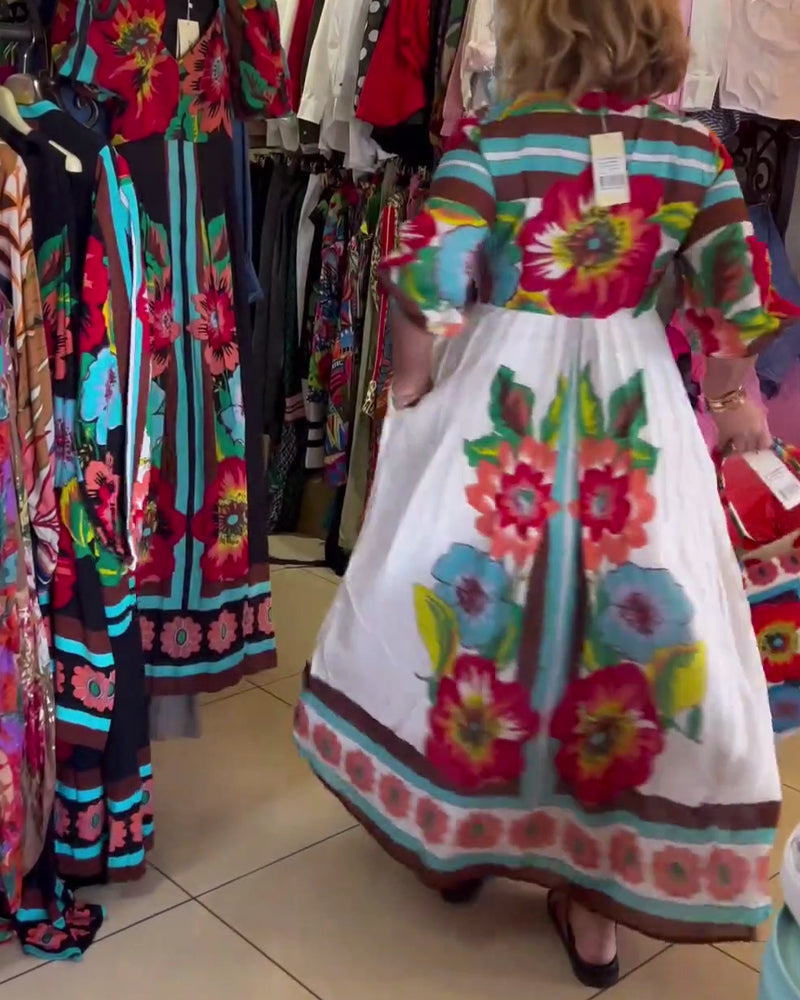 Nerijaa - Robe à Fleurs à Col En V Profond