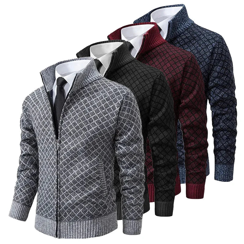Klarik - Cardigan en Maille À Fermeture Éclair Intégrale Et Motif Losange