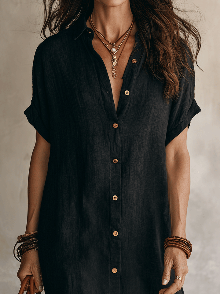 Nilisha - Robe-chemise Mi-longue en Lin Et Coton