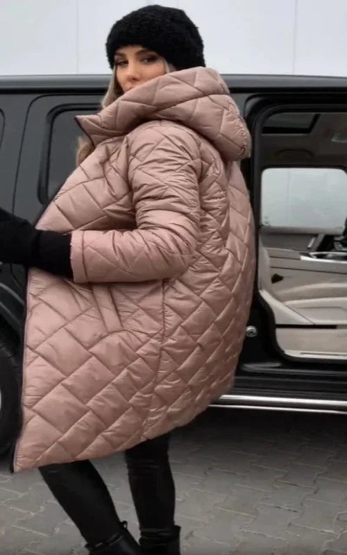 Yania - Manteau Long Matelassé Zippé À Capuche