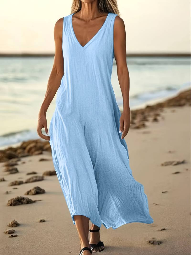 Brina - Élégante Robe Longue Sans Manches À Col en V