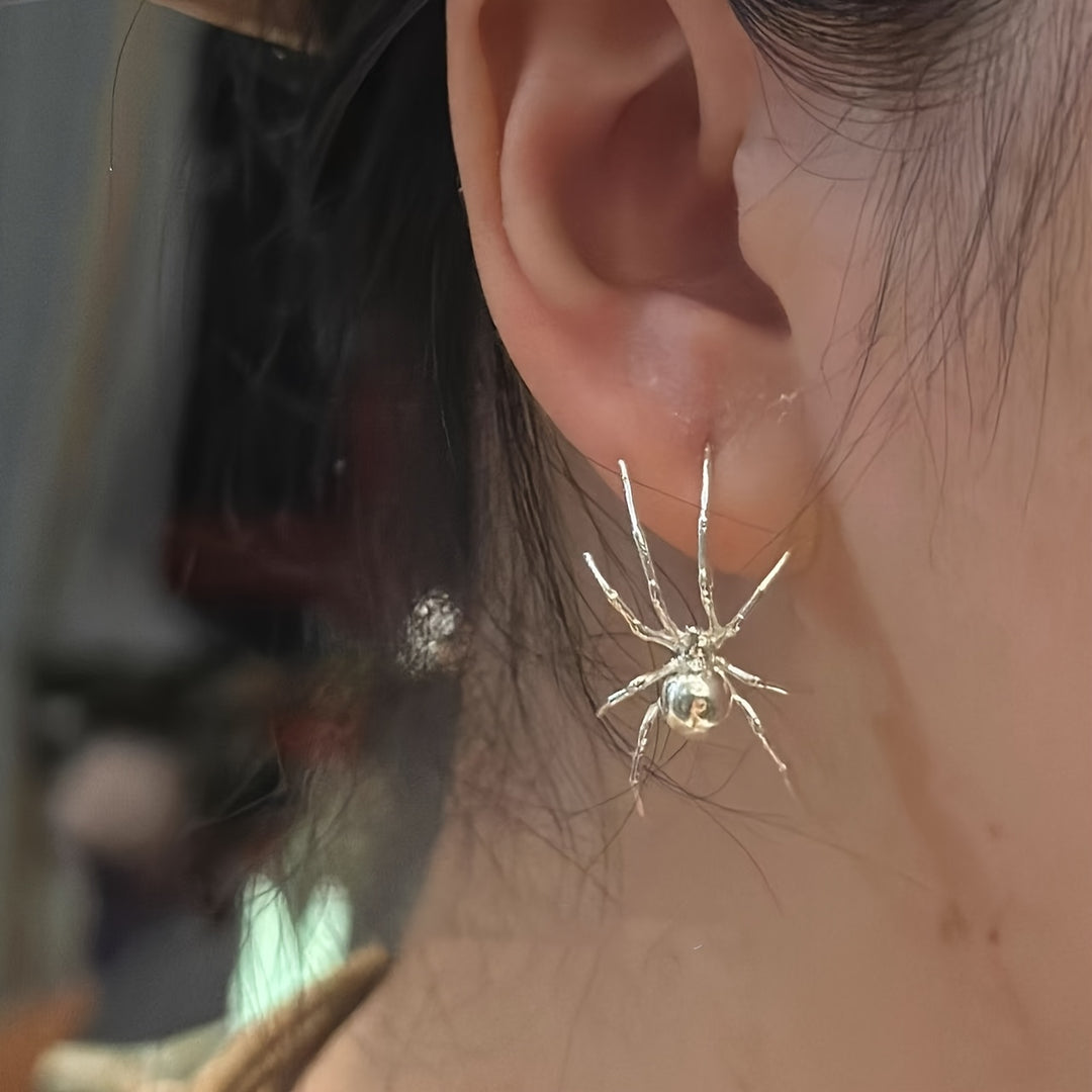 Amnuai - Boucles D'oreilles Créoles Avec Pendentif Araignée