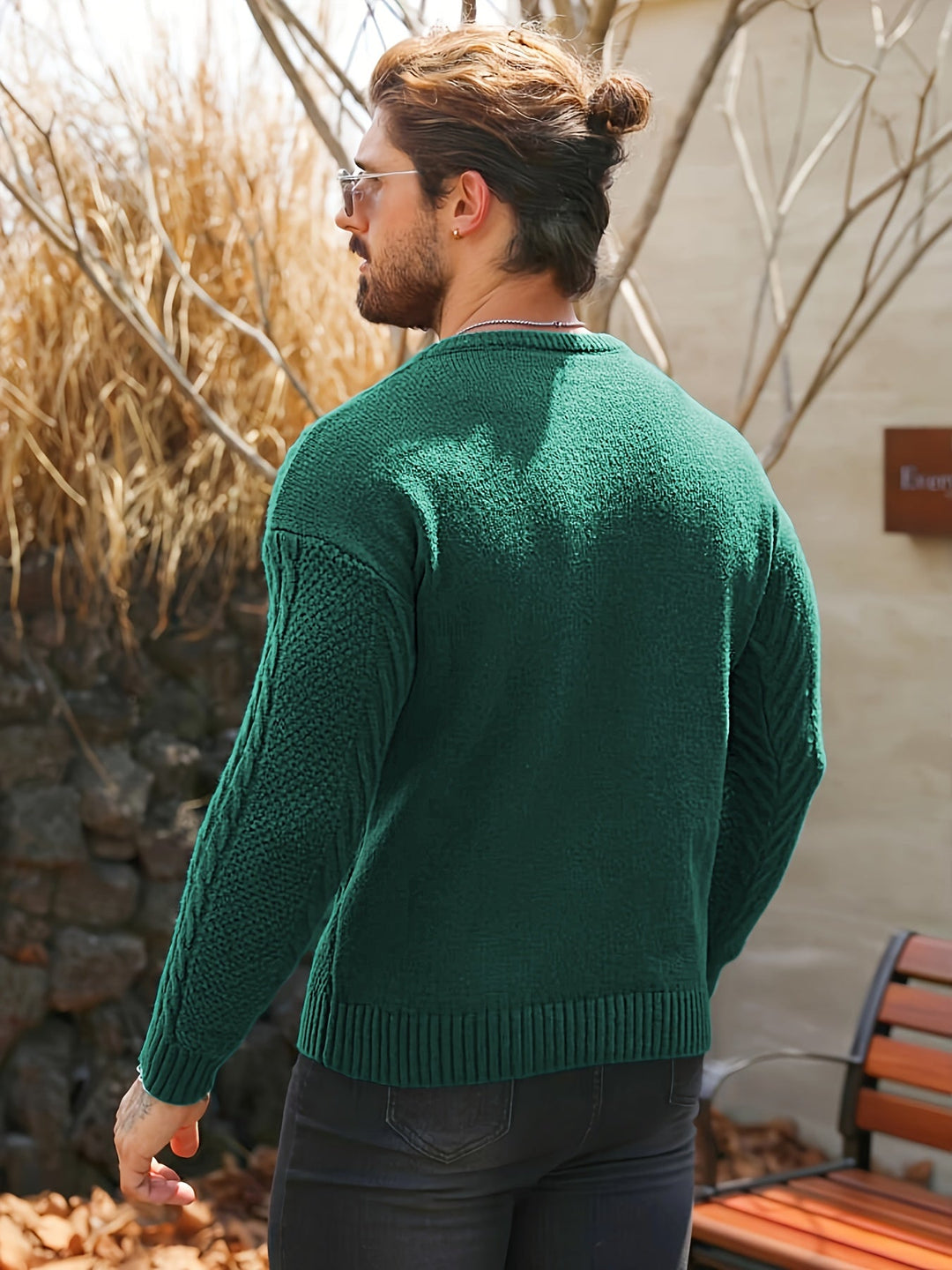 Eiduks - Pull Classique à col Rond et Motif Torsadé