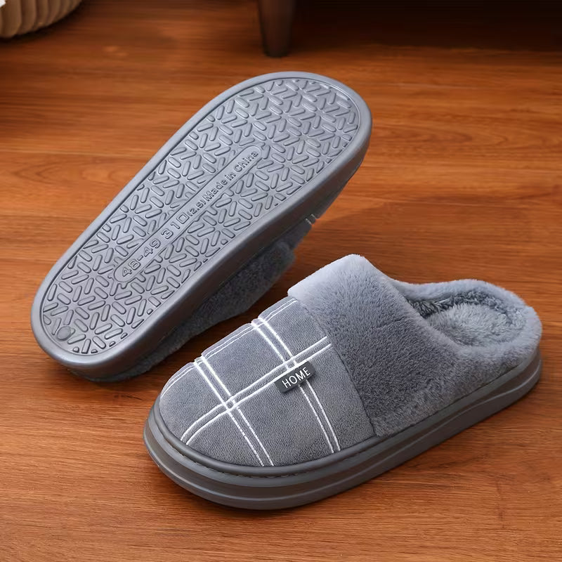 Bugra - Pantoufles en Peluche À Motif À Carreaux
