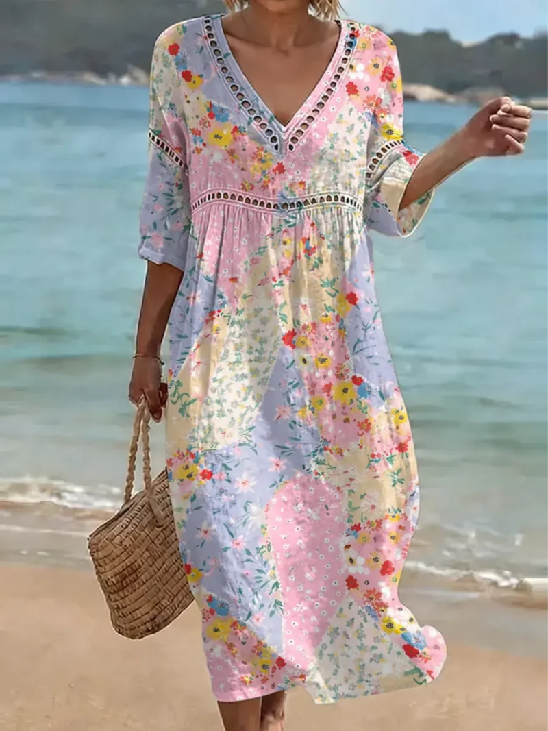 Lyanna - Robe à Motifs Floraux Avec Encolure en V