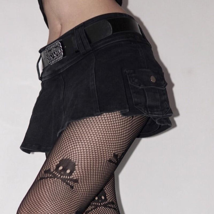 Linda - Mini-jupe en Jean Plissée Avec Ceinture