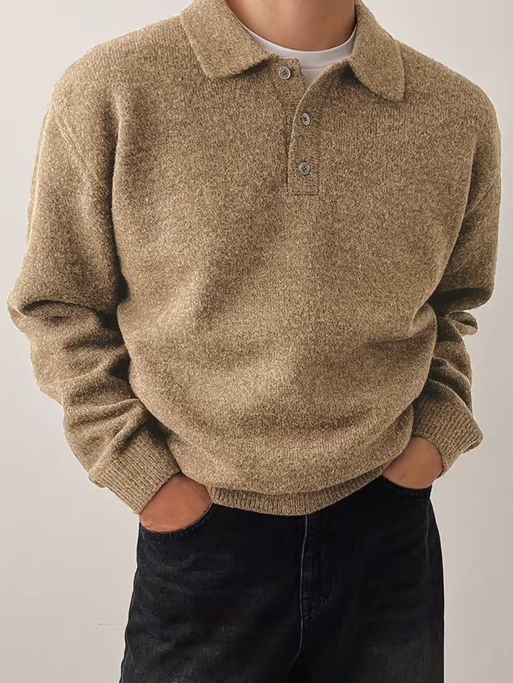 Yusif - Pull en Maille à Manches Longues et Boutons