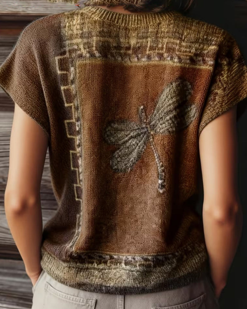 Dyniza - Pull En Maille à Motif Libellule