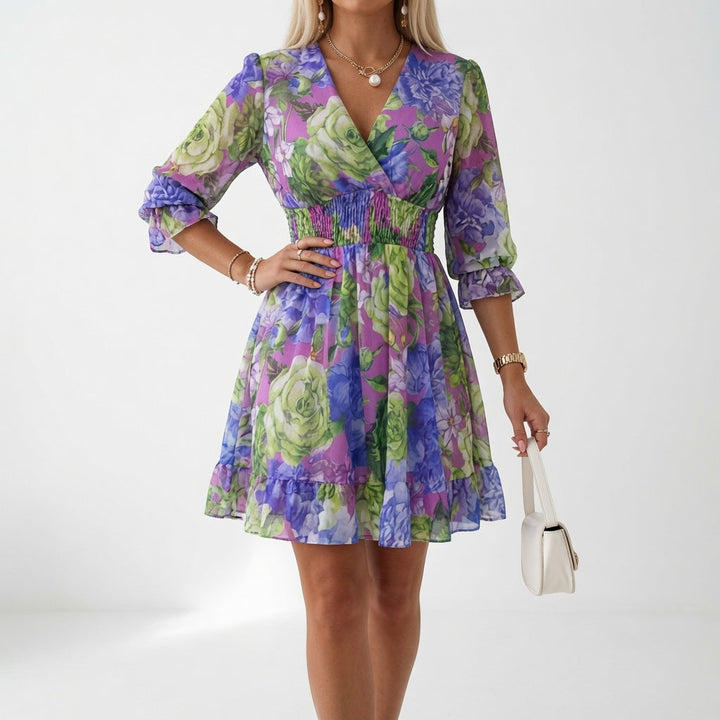 Shilaa - Mini-robe À Fleurs Avec Taille Froncée