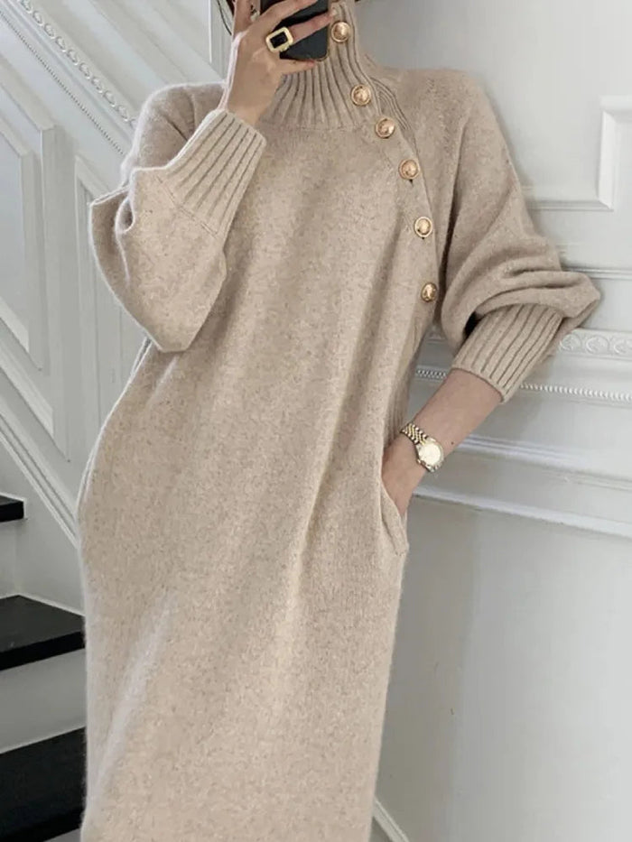 Nassra - Robe Élégante À Col Roulé