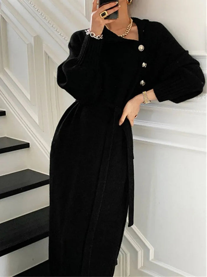 Nassra - Robe Élégante À Col Roulé