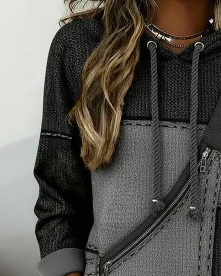 Soniya - Sweat à Capuche Color Block Avec Motif en Diagonale