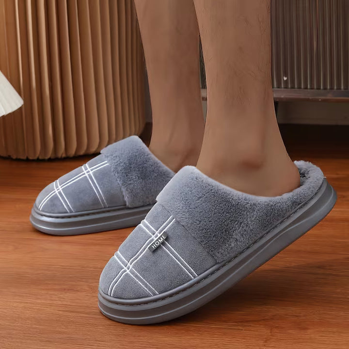 Bugra - Pantoufles en Peluche À Motif À Carreaux