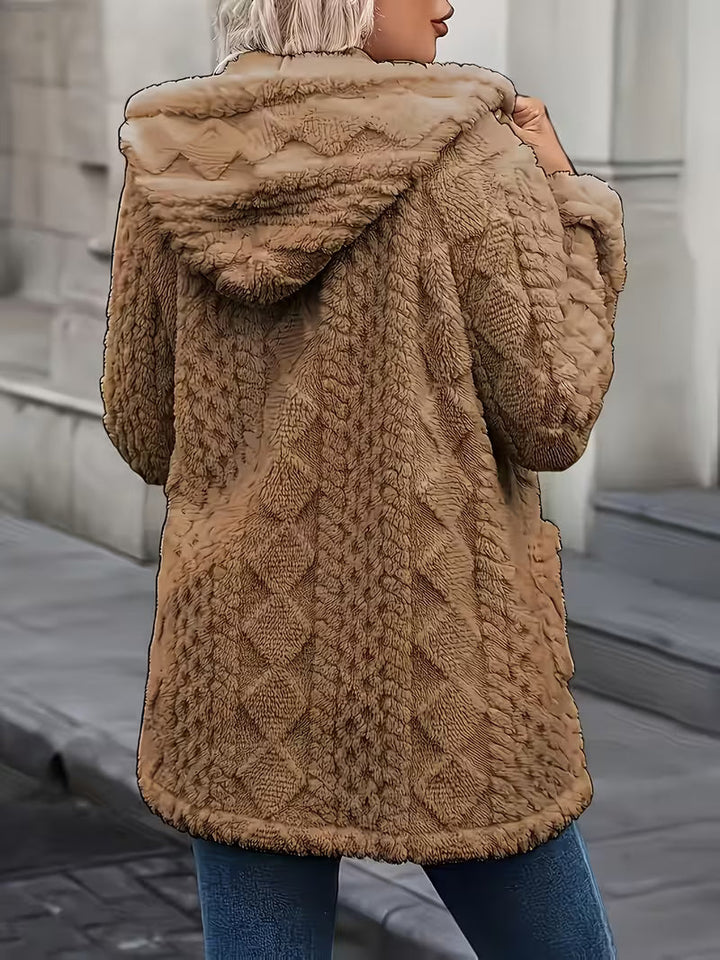 Elima - Cardigan À Capuche en Peluche Réversible Avec Fermeture Éclair