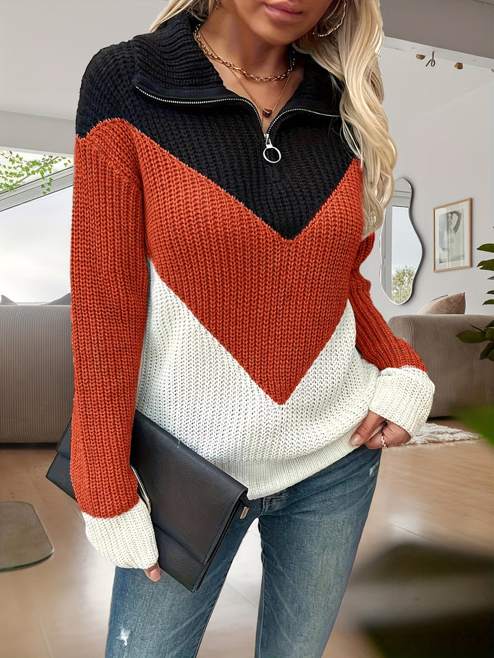 Fagina - Pull Tricoté Élégant À Demi-zip