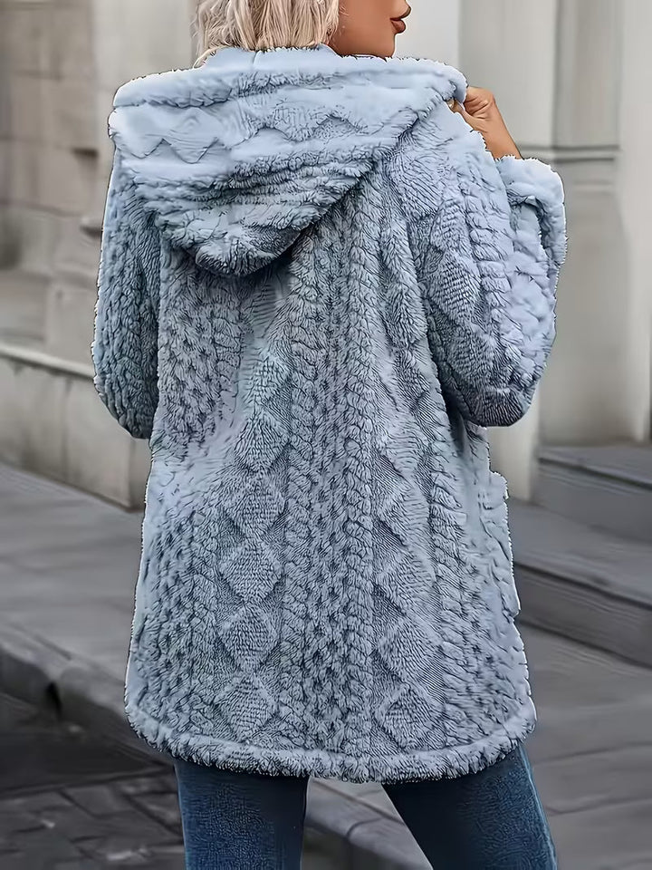 Elima - Cardigan À Capuche en Peluche Réversible Avec Fermeture Éclair