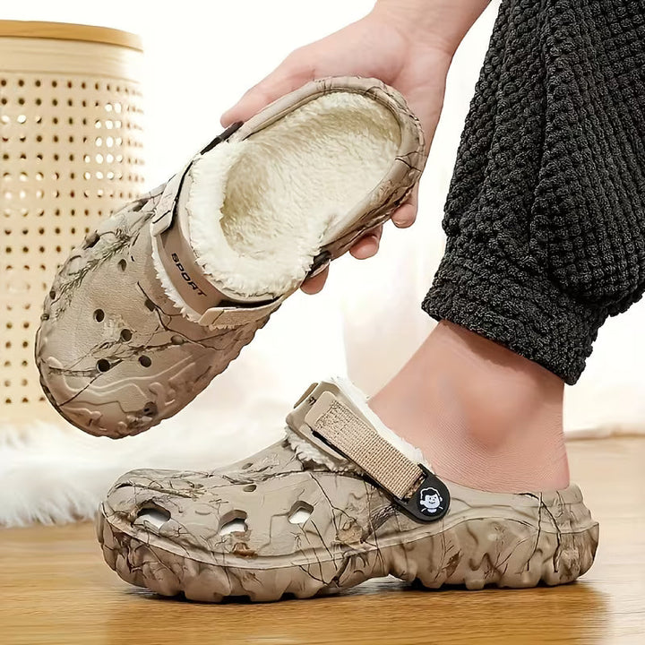 Sjoukje - Sabots Camouflage Doublés de Polaire Avec Lanières Réglables