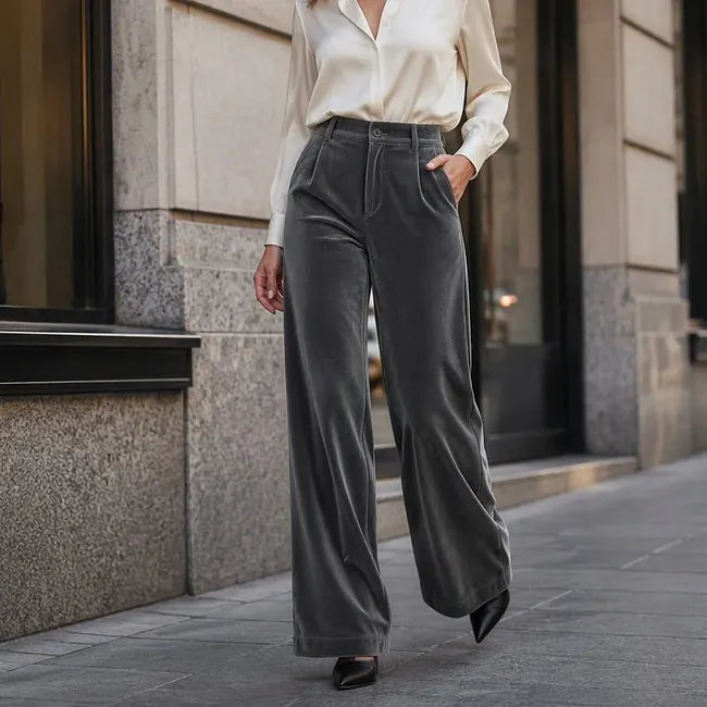 Jana - Pantalon Taille Haute Jambe Large