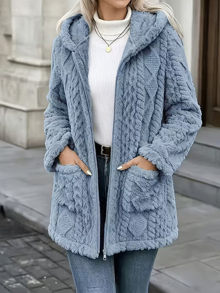Elima - Cardigan À Capuche en Peluche Réversible Avec Fermeture Éclair