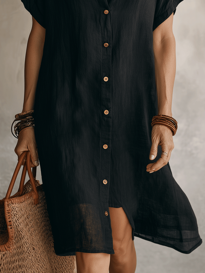 Nilisha - Robe-chemise Mi-longue en Lin Et Coton