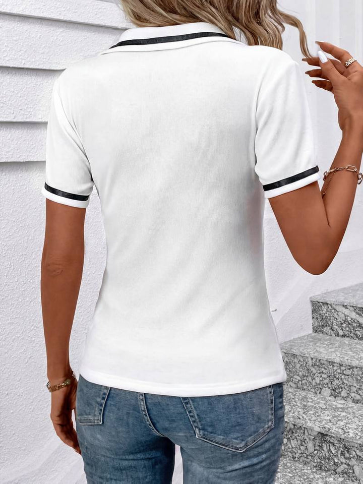 Nelia - T-shirt Élégant À Col Et Manches Courtes