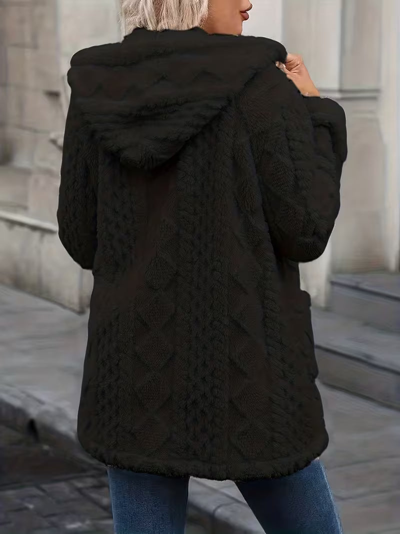 Elima - Cardigan À Capuche en Peluche Réversible Avec Fermeture Éclair