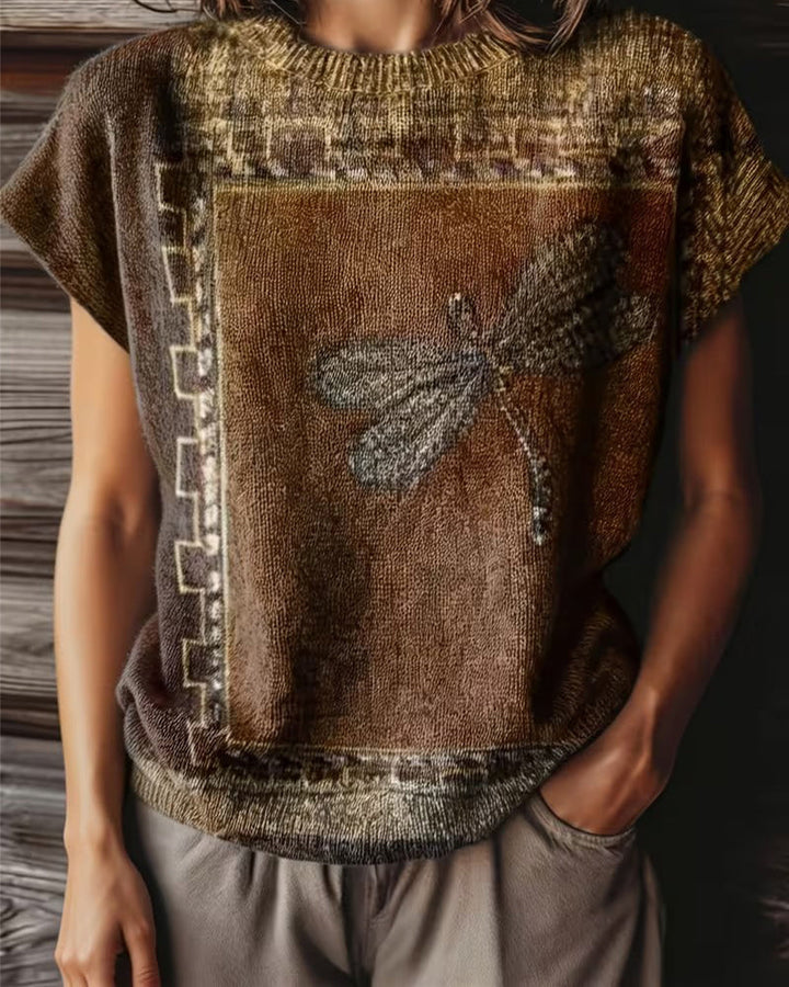 Dyniza - Pull En Maille à Motif Libellule