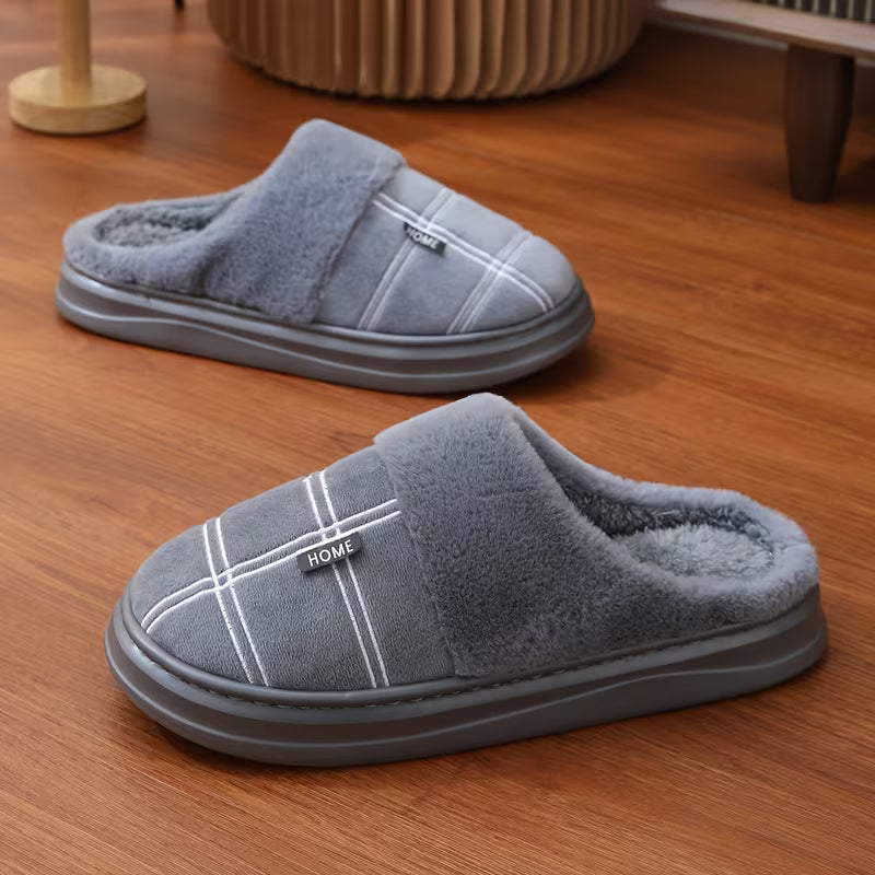 Bugra - Pantoufles en Peluche À Motif À Carreaux