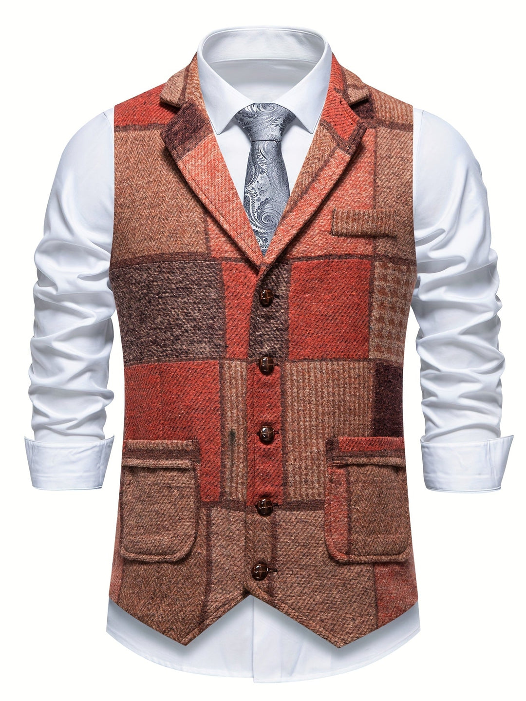 Mladen - Gilet De Costume Vintage À Revers Avec Poche