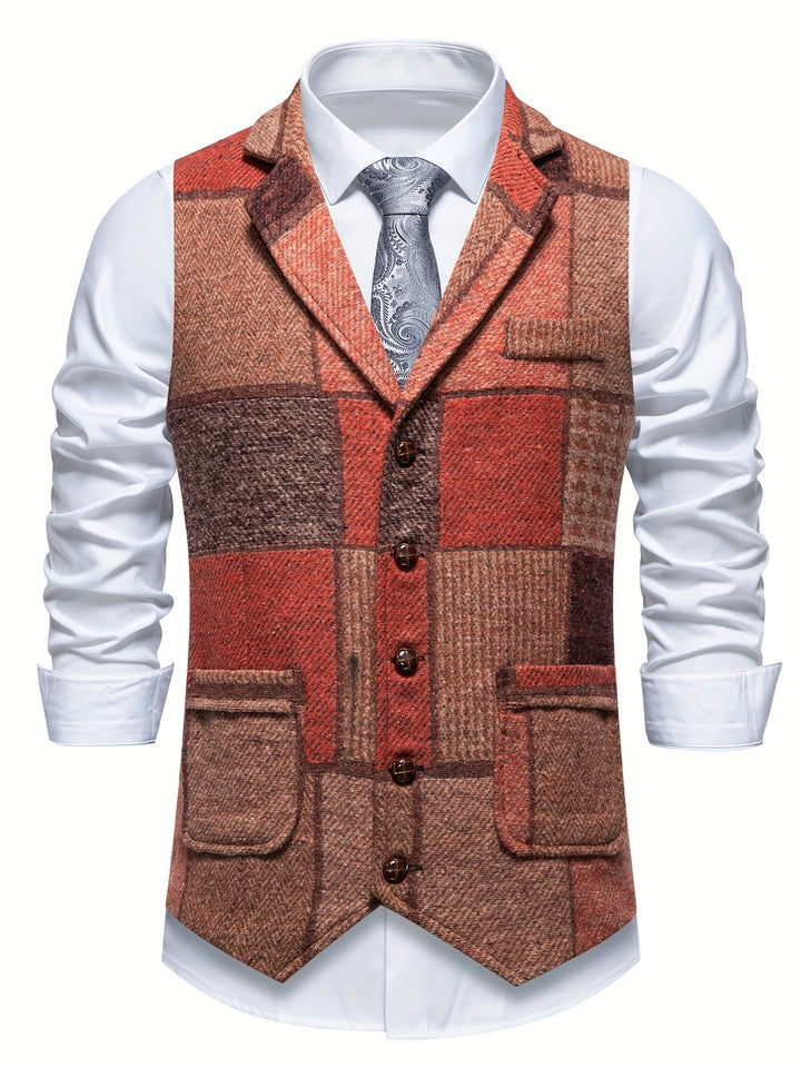 Mladen - Gilet De Costume Vintage À Revers Avec Poche