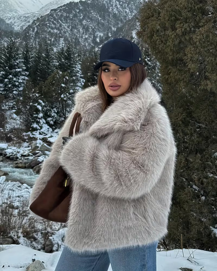 Zefina - Veste Oversize À Manches Longues en Fausse Fourrure