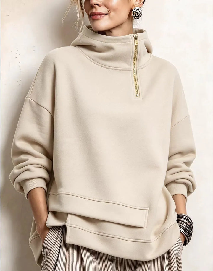 Lyona - Sweat-Shirt Moderne Asymétrique À Col Montant