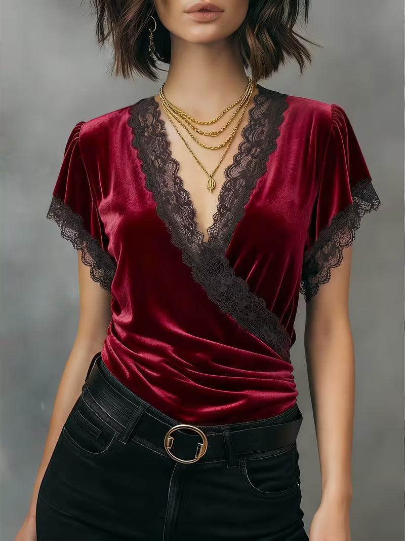 Jalisa - Chemisier Vintage En Velours « Cygne»