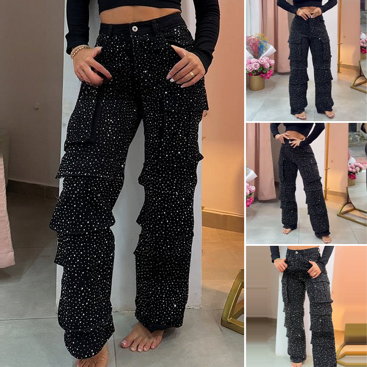 Leseli - Pantalon Cargo Élégant À La Finition Chatoyante